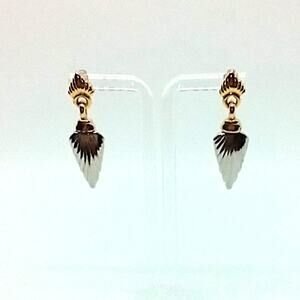 Art Deco Style Gold Tone and Silver Tone Post Earrings